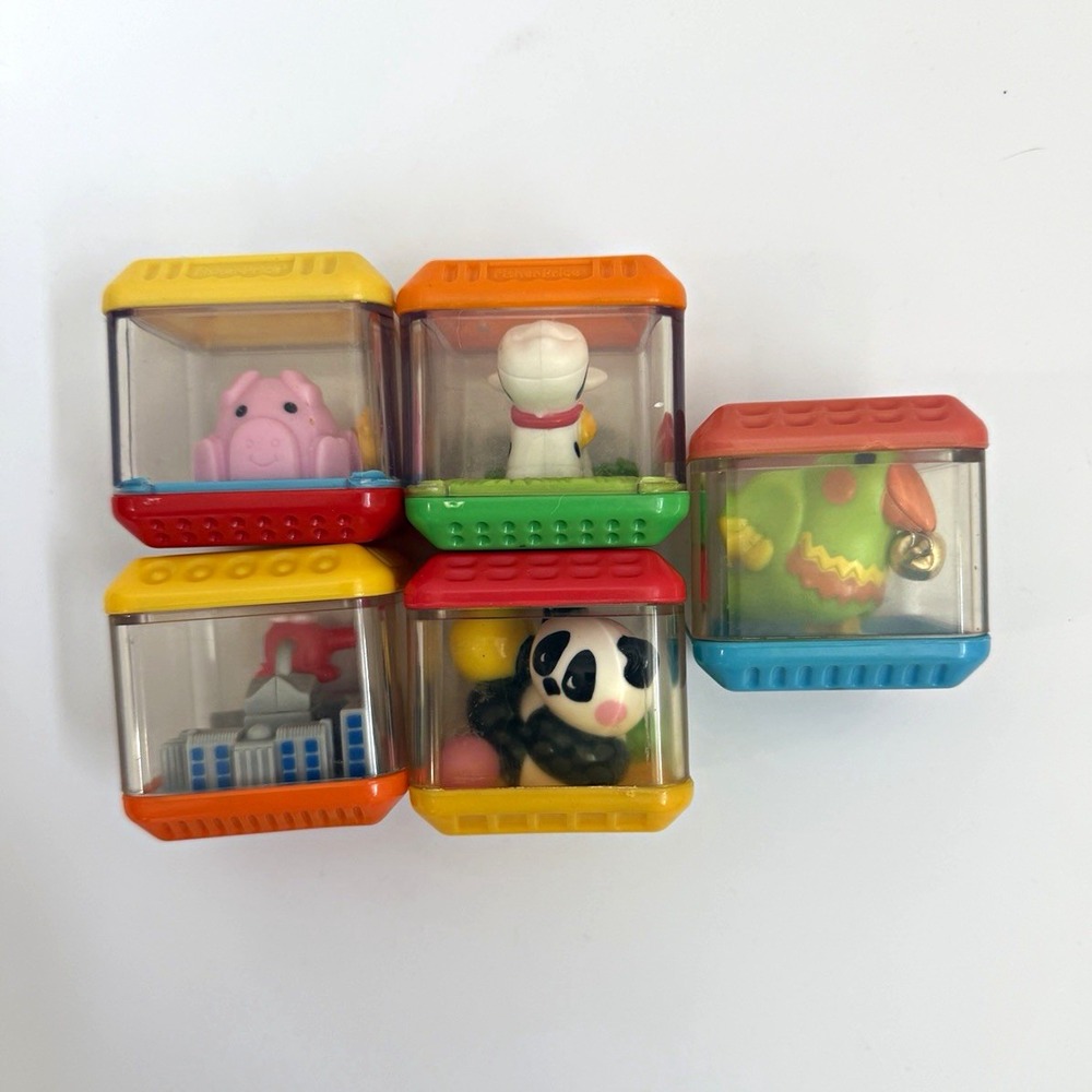 Fisher-Price Peek A Blocks Lot of 5 Assorted Animal Figure Blocks
